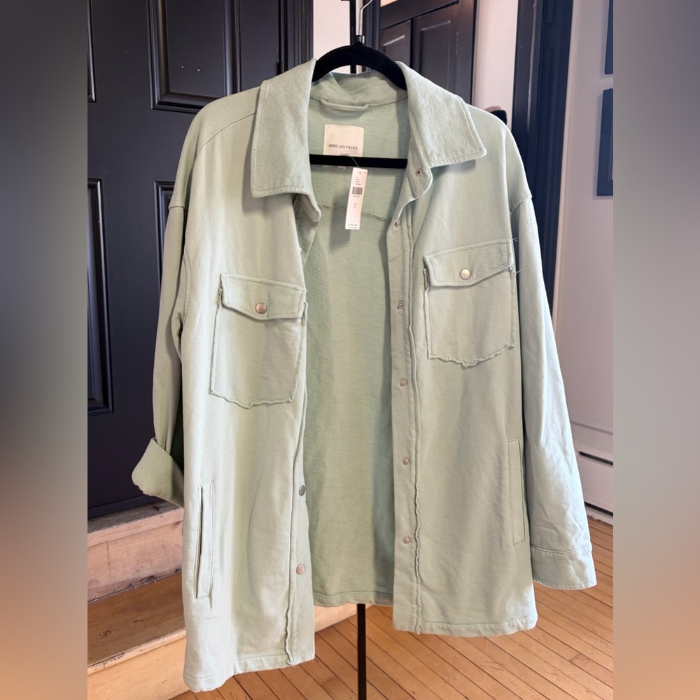 NWT - Anthropologie | Avec Les Filles – Oversized Shacket – Seafoam Green – Sz S - Picture 3 of 7